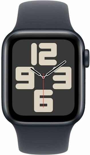 Apple Watch SE 2024 Aluminum 44mm Waterproof with Heart Rate Monitor (Midnight with Midnight Sport Band - S/M)