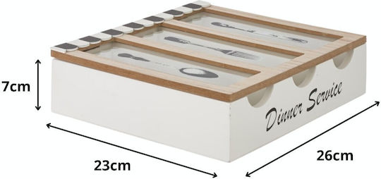 Uncle George General Use Box with Lid Wooden White 23x7x26cm 1 Piece