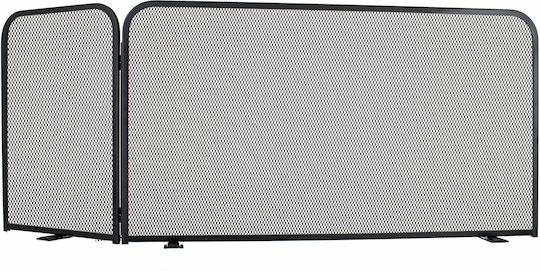 Zogometal Metallic Fireplace Screen with Panels 90x40x50cm Black