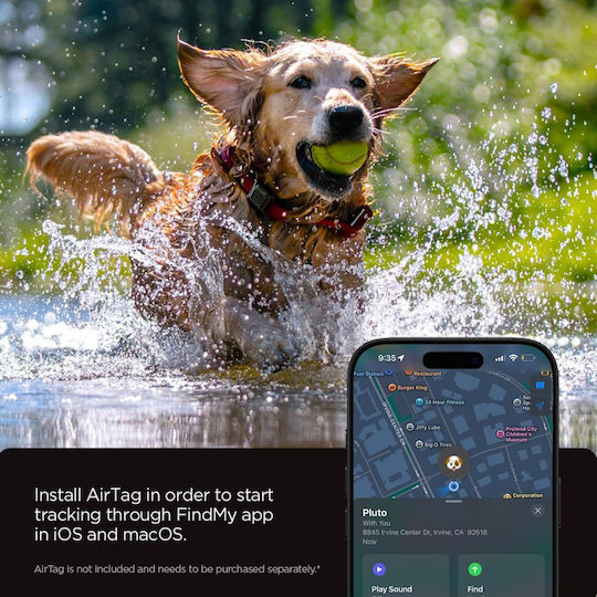 Spigen Tough Armor Θήκη Κολάρου Κατοικιδίων Σιλικόνης για AirTag σε Μαύρο χρώμα