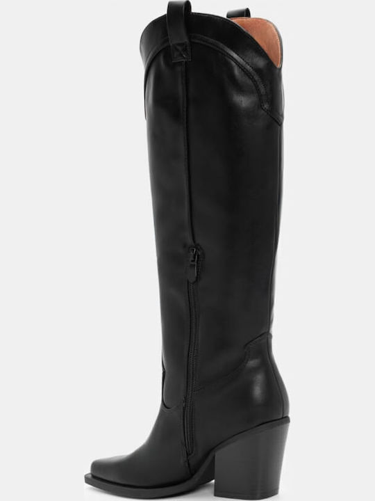 Women's Cowboy Boots with a Medium Heel Black