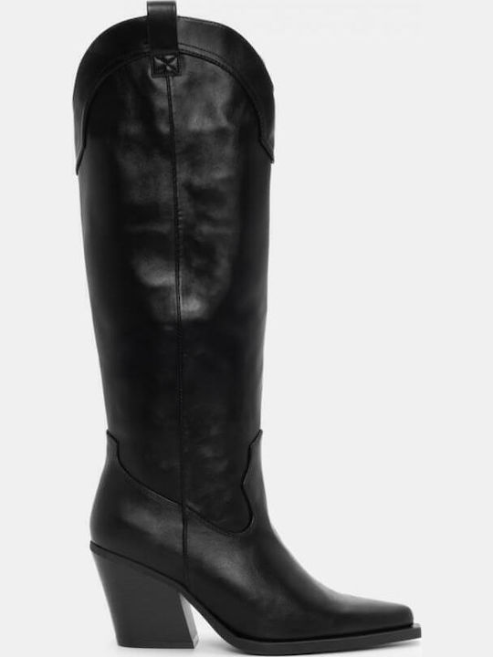 Women's Cowboy Boots with a Medium Heel Black