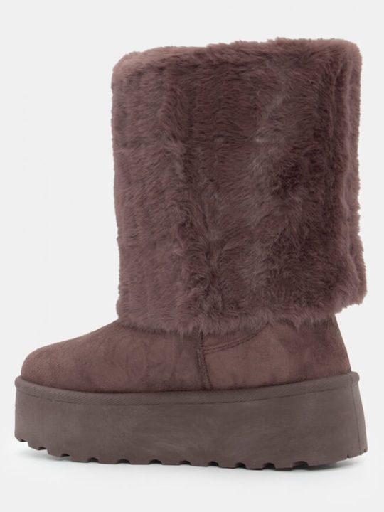 Stiefeletten Damen mit Pelz Braun