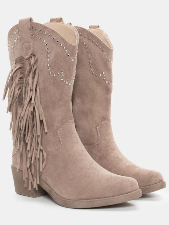 Damen Cowboy-Stiefeletten Beige