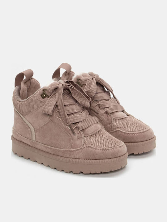 Stiefeletten Damen mit Pelz Beige