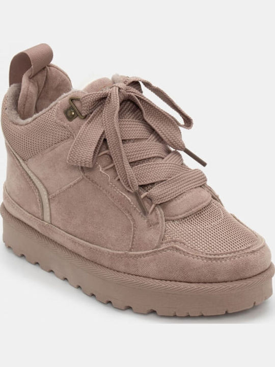Stiefeletten Damen mit Pelz Beige