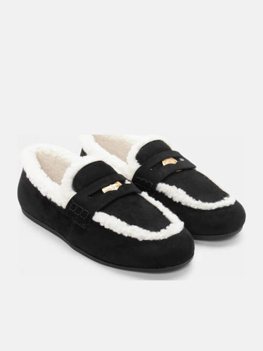 Δερμάτινα Γυναικεία Loafers σε Μαύρο Χρώμα