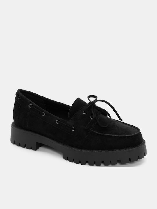 Leather Women's Loafers in Black Color