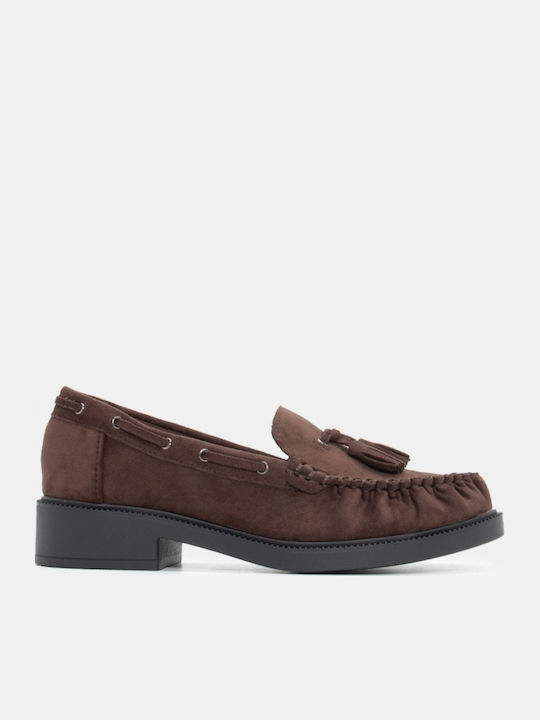 Leather Women's Loafers in Brown Color