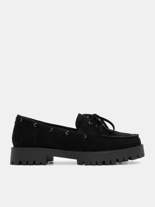 Leather Women's Loafers in Black Color