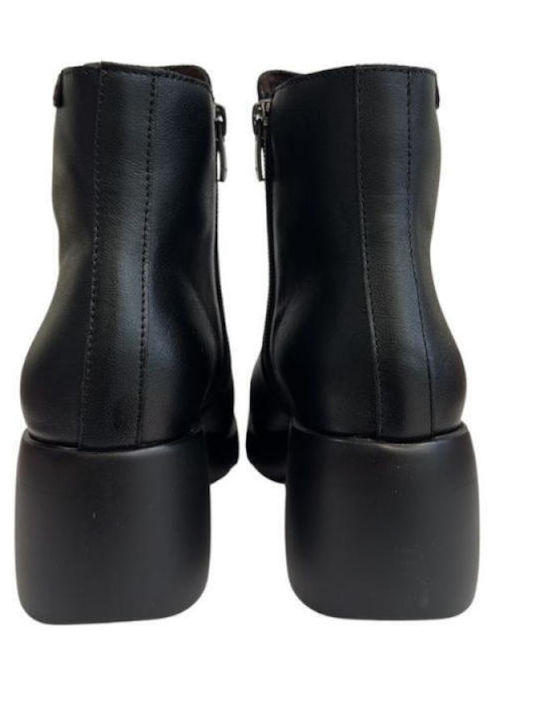 Leder Stiefeletten Damen Schwarz