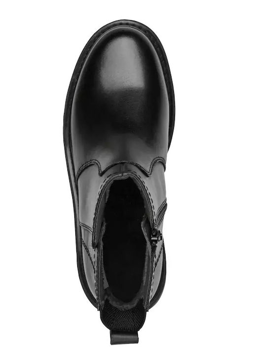 Leather Women's Ankle Boots Platform Black