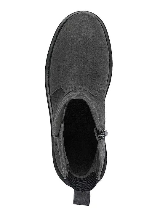 Leder Stiefeletten Damen Gray