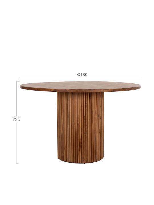 Roder Rotund Masă Sala de mese din Lemn Masiv Teak 130x130x79buc