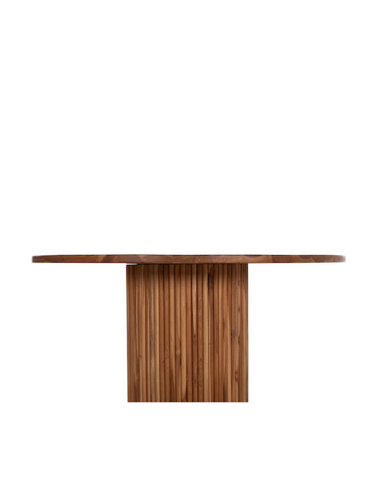 Roder Rotund Masă Sala de mese din Lemn Masiv Teak 130x130x79buc