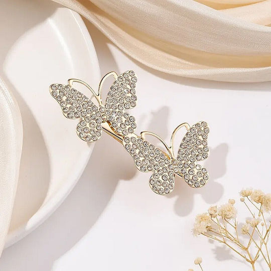 Set 2 Haarspangen Hair Clip Schleife & Rhinestones Schmetterling Schwarz