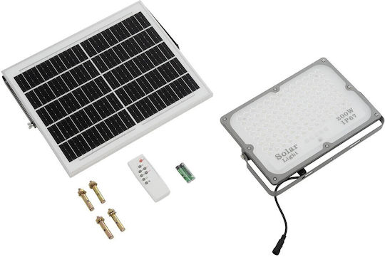 GloboStar Rezistent la apă Solar Proiector LED 200W Alb Rece 6000K cu Telecomandă IP65