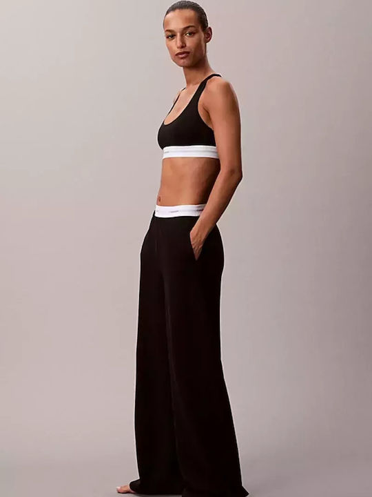 Calvin Klein Χειμερινό Βαμβακερό Γυναικείο Παντελόνι Πιτζάμας Μαύρο