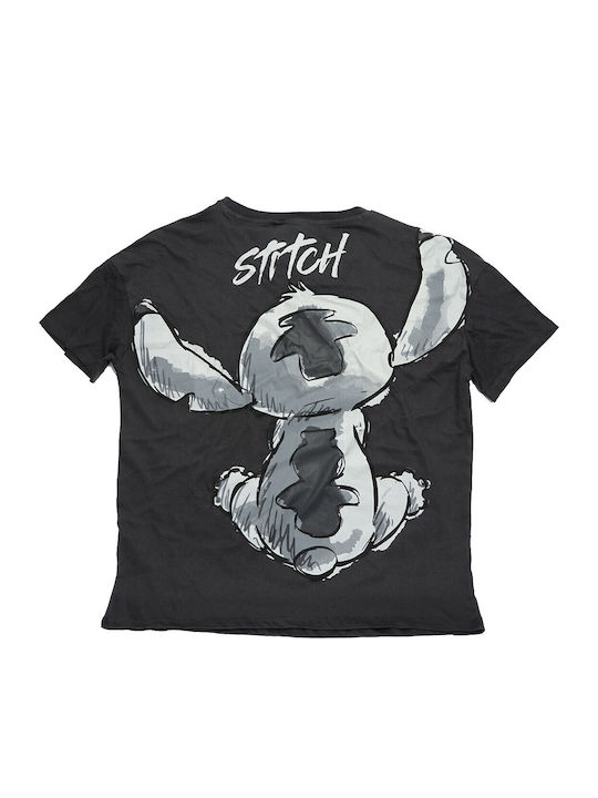 Disney Lilo & Stitch Βαμβακερό Γυναικείο Κοντομάνικο Μπλουζάκι Hy35000 Μαύρο