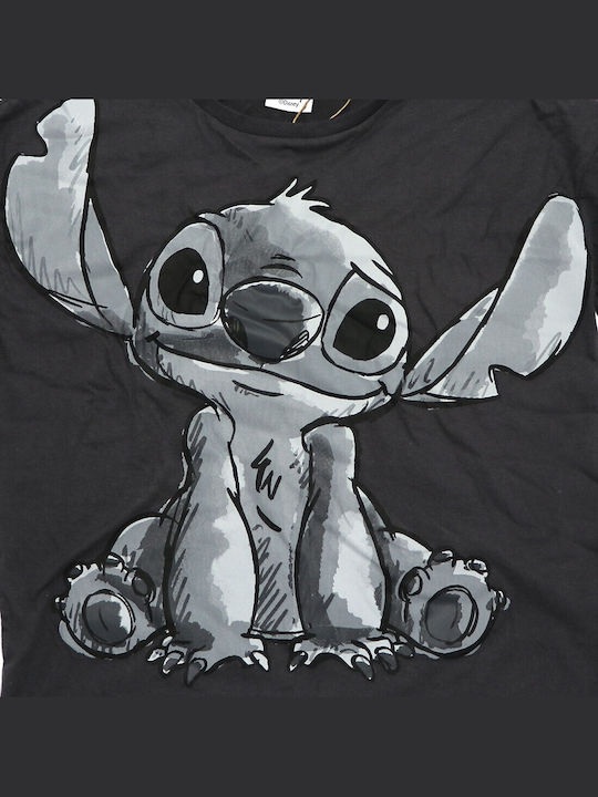 Disney Lilo & Stitch Βαμβακερό Γυναικείο Κοντομάνικο Μπλουζάκι Hy35000 Μαύρο