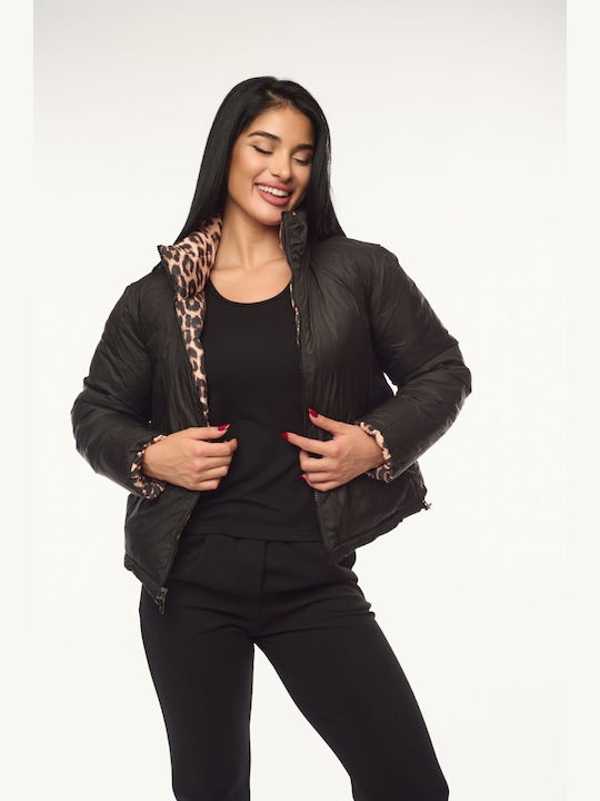 Women's Short Jean Jacket for Winter Black