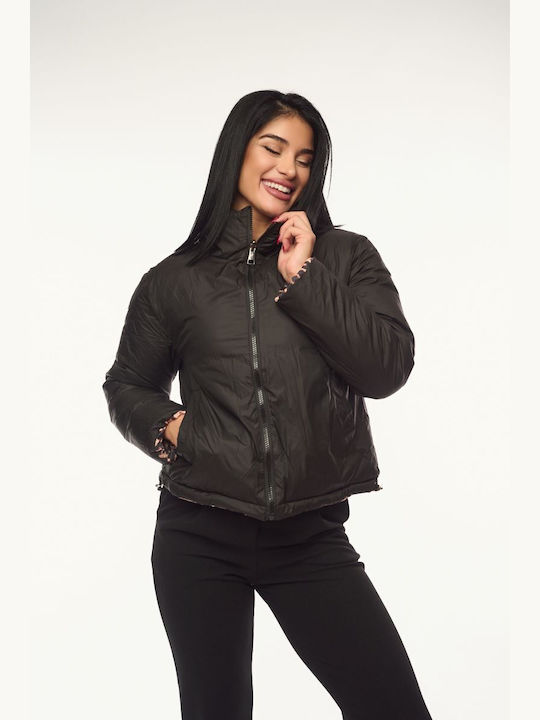 Women's Short Jean Jacket for Winter Black