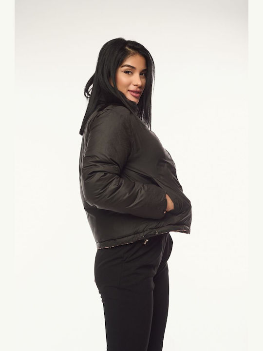 Women's Short Jean Jacket for Winter Black