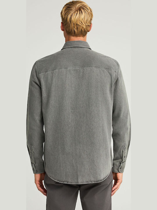 Long-sleeved Denim Shirt Gray