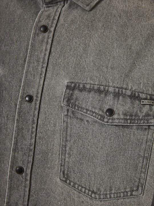 Long-sleeved Denim Shirt Gray