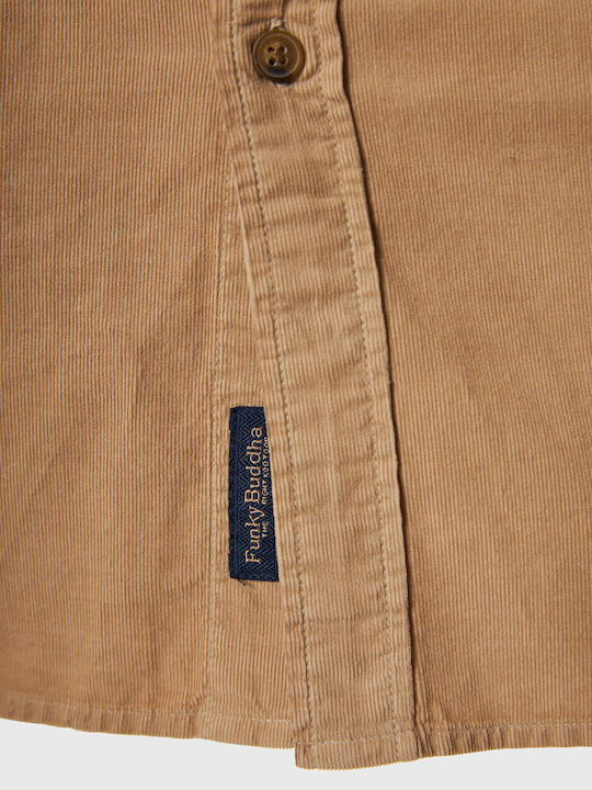 Long-sleeved Corduroy Shirt Beige