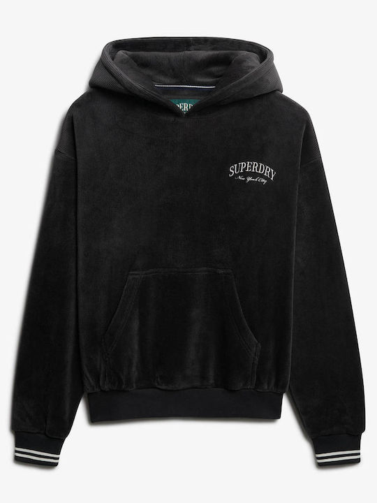Country Club Women's Sweatshirt Velvet Hooded Black