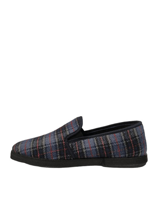 Greek Made Men's Printed Heel Enclosed Slippers Blue
