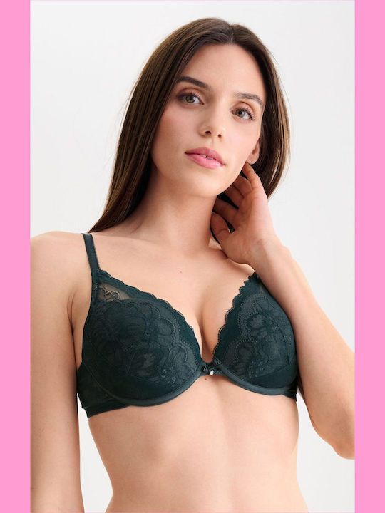 Evelyn Triangle Push Up Triangle Bra Underwire Green