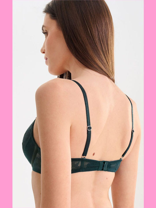 Evelyn Triangle Push Up Triangle Bra Underwire Green