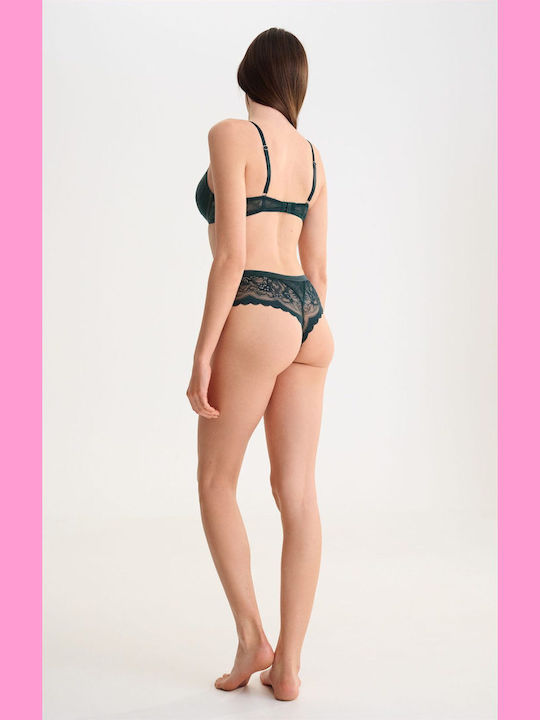 Evelyn Triangle Push Up Triangle Bra Underwire Green