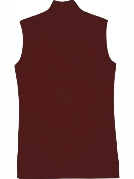Women's Sleeveless Turtleneck T-Shirt Coffee