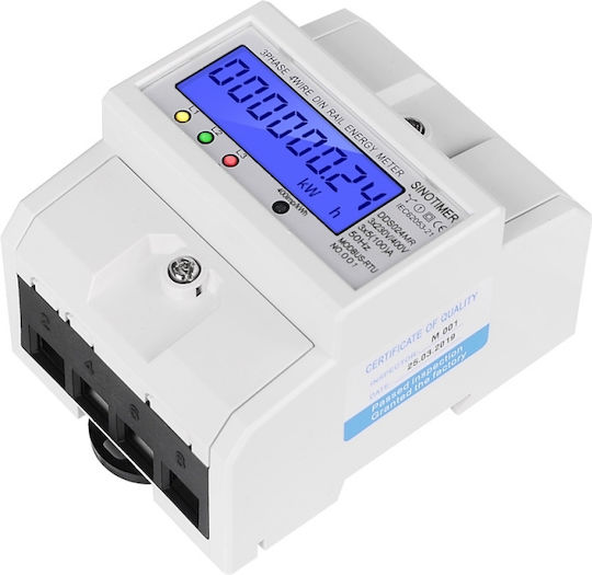 Contor de Energie Electrică Trifazat Energie Reactivă Sinotimer 3x230/400V AC 50Hz 3x5 80 A Ecran Iluminat cu LED DDS024MR