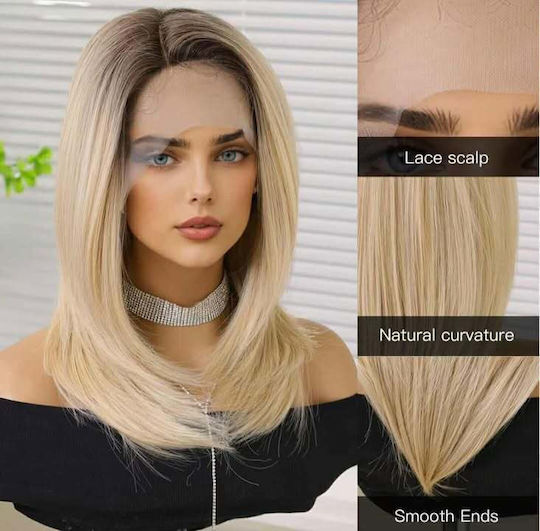 Wig with Synthetic Hair in Dark Blonde Color 45cm
