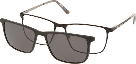 Solano Cl 10163b Men's Eyeglass Frame Polarized Clip-on Metal Black 57 Mm
