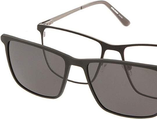 Solano Cl 10163b Men's Eyeglass Frame Polarized Clip-on Metal Black 57 Mm