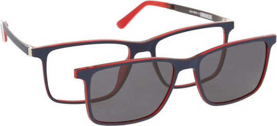 Ramă de ochelari pentru bărbați Solano Cl 90207c cu prindere polarizată din plastic albastru 54 mm