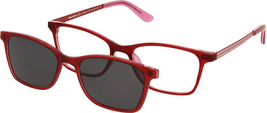 Solano Cl 50044d Girls' Eyeglasses Polarized Clip-on Plastic Red 49 Mm