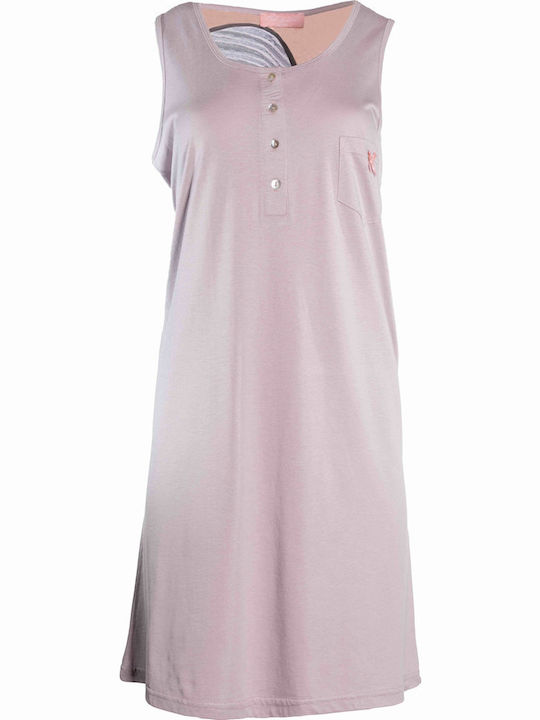 Pink Label Καλοκαιρινό Γυναικείο Νυχτικό Μωβ