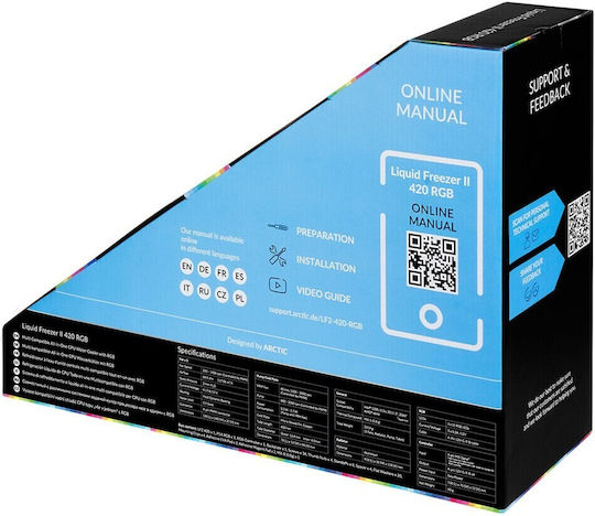 Arctic Liquid Freezer II 420 RGB с RGB Контролер Охлаждане AIO CPU с 3 Вентилатора 140мм