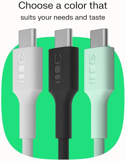 Green Cell Powerstream Braided USB 2.0 Cable USB-C male - USB-C 100W Green 1.2m