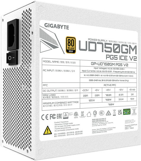 Gigabyte UD750GM rev. 1.0 750W Weiß Computer-Netzteil Vollständig modular 80 Plus Gold