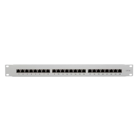 LogiLink Shielded Patch Panel for Rack 1U 19" with 24 cat6a Ports Gray