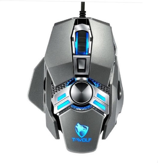 Thunder Wolf V10 Luminous Aggravated RGB Gaming Mouse 6400 DPI Silver