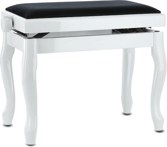 Gewa Deluxe Classic Stool Piano Adjustable High Gloss White L52xW30xH45-57cm