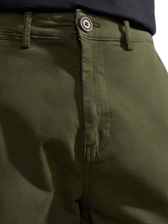 Men's Trousers Chinos Elastic Regular Fit Olive